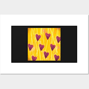 Hearts On Yellow Posters and Art